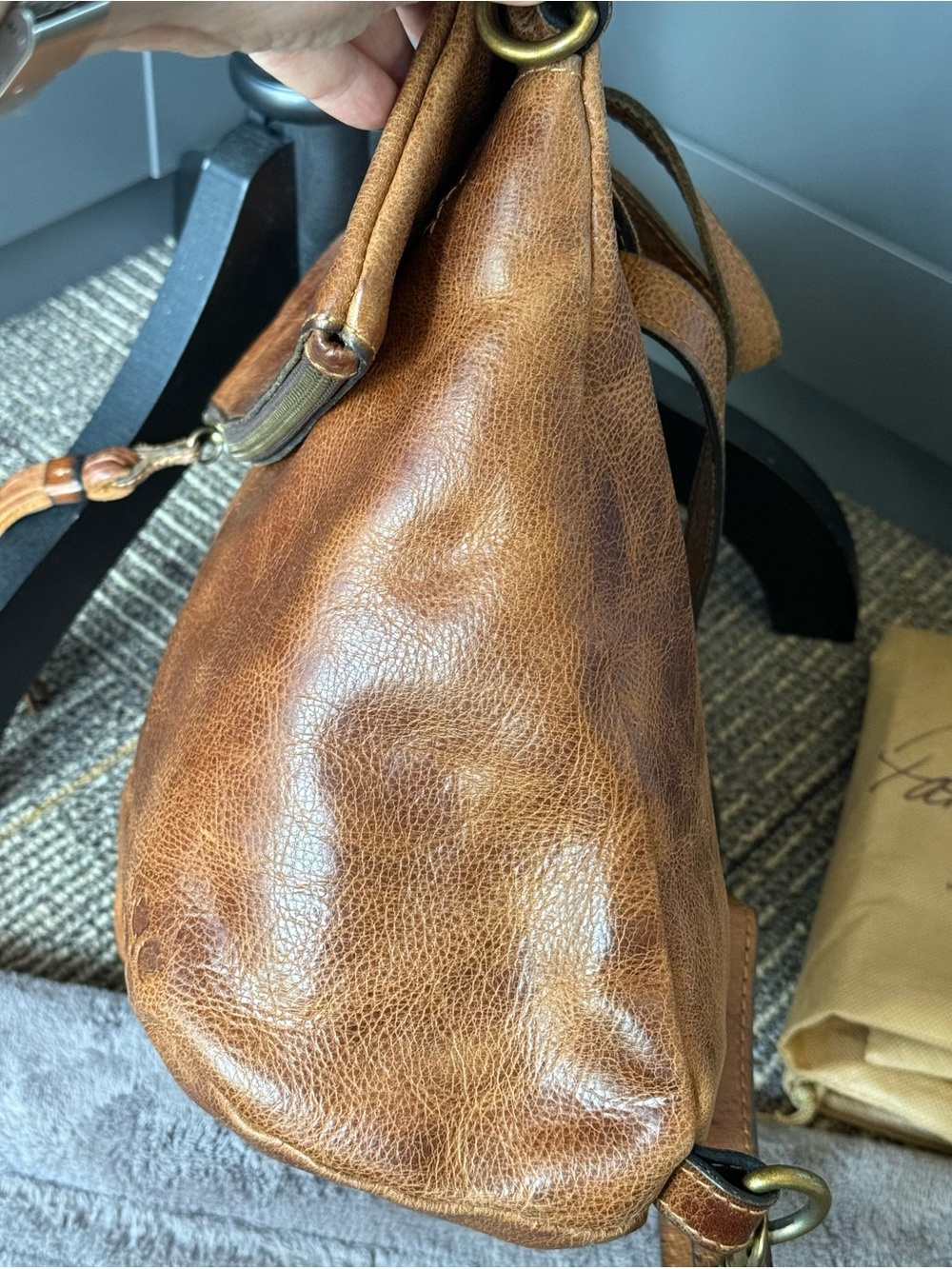 Patricia Nash Luzille distressed look Leather, Fold-Top Backpack purse. - Picture 4 of 16